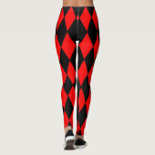 Fett rotes und schwarzes Harlequin-Karo-Muster Leggings (Rückseite)