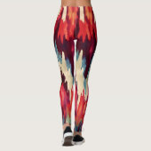 Fett rotes und schwarzes Ikat-Design Leggings (Rückseite)