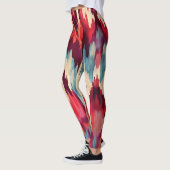 Fett rotes und schwarzes Ikat-Design Leggings (Links)