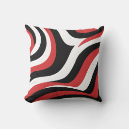 Fett rotes und schwarzes Wellenmuster Kissen