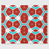 Fett rotes und türkisfarbenes Muster Geschenkpapier (Flach)