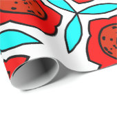 Fett rotes und türkisfarbenes Muster Geschenkpapier (Rolleneckpunkt)