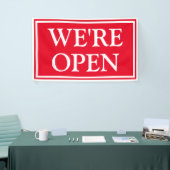 Fett rotes weißes Geschäft Wir sind Open Banner (Messeveranstaltung)