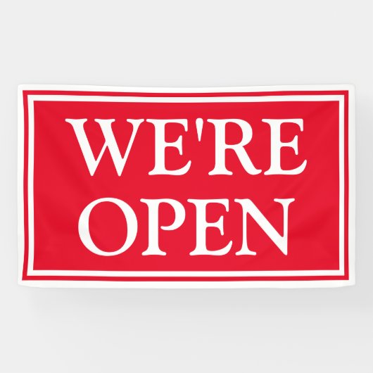 Fett rotes weißes Geschäft Wir sind Open Banner (Horizontal)