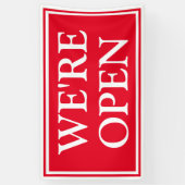 Fett rotes weißes Geschäft Wir sind Open Banner (Vertikal)
