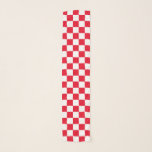 Fett rotes, weißes, kroatisches Karton-Muster Schal<br><div class="desc">Dieser Schal weist ein gewagtes geometrisches Muster auf,  das berühmte kroatische Schachbrett in Rot und Weiß.</div>