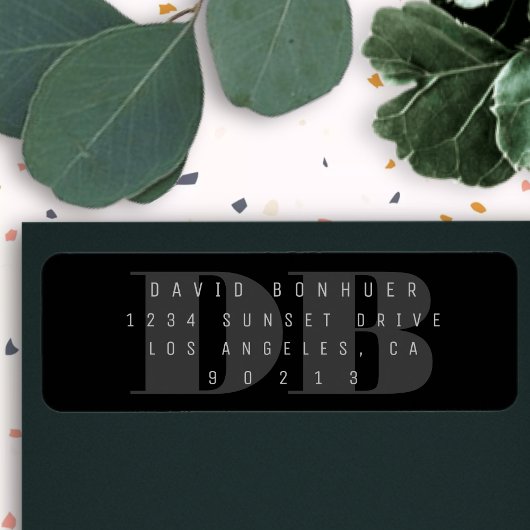 Fett-Rückgabeadresse für Schwarz-out-Monogramm