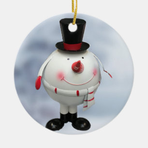 Fett Runder Zinn Schneemann Keramik Ornament