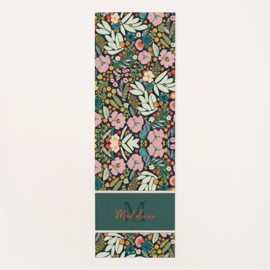 Fett Rustic Garden Blume Muster Name Monogramm Yogamatte (Vorderseite)