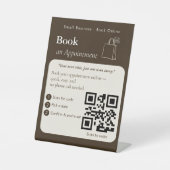 Fett-Sand-Scan-to-Book-QR-Code-Schild | Termine Sockelschild (Vorderseite)