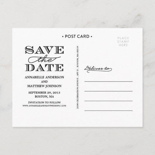 Fett Save the Date Postkarte (Rückseite)