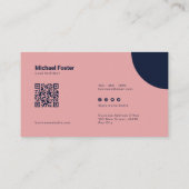 Fett schlichte Rosa und Navy Scannable Qrcode Visitenkarte (Rückseite)