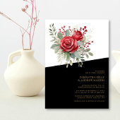 Fett & schön: Rote Rosen im Aquarell Hochzeit Einladung