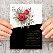 Fett & schön: Rote Rosen im Aquarell Hochzeit Einladung