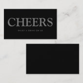 Fett Schriftart "Cheers" Free Drinks Ticket Begleitkarte (Vorne/Hinten)