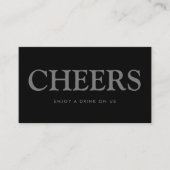 Fett Schriftart "Cheers" Free Drinks Ticket Begleitkarte (Vorderseite)