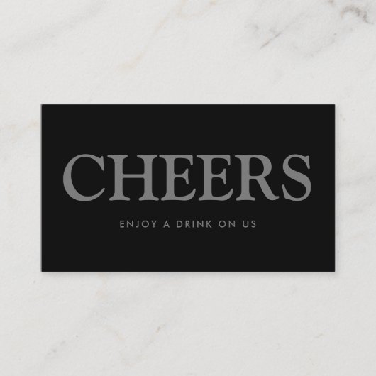 Fett Schriftart "Cheers" Free Drinks Ticket Begleitkarte (Vorderseite)