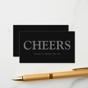 Fett Schriftart "Cheers" Free Drinks Ticket Begleitkarte
