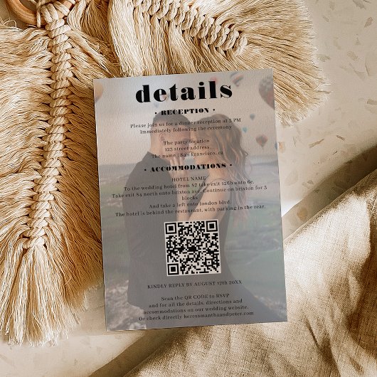 Fett Schriftart Hochzeitsdetails Qr Code 2 Fotos w Begleitkarte