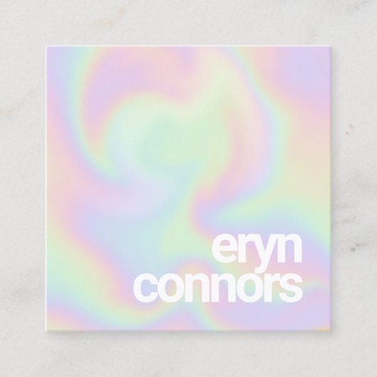 Fett Schriftart Holographic Square Business Card Quadratische Visitenkarte (Vorderseite)