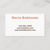 Fett Schriftart Retro Dark Brown Blush Pink Hallo Visitenkarte (Rückseite)