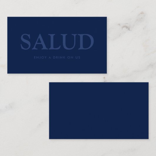 Fett Schriftart "Salud" Spanisches Gratis Drink Ti Begleitkarte (Vorne/Hinten)