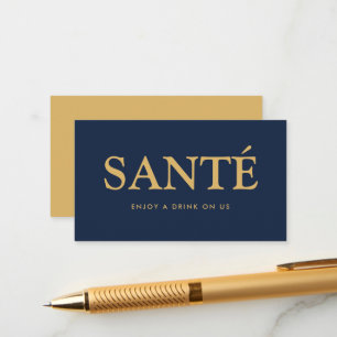 Fett Schriftart "Santé" Französisches Gratis Drink Begleitkarte
