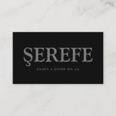 Fett Schriftart "Şerefe" Türkisches Gratis Drink T Begleitkarte (Vorderseite)