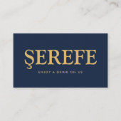 Fett Schriftart "Şerefe" Türkisches Gratis Drink T Begleitkarte (Vorderseite)