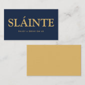Fett Schriftart "Sláinte" Irish Gaelic Free Drinks Begleitkarte (Vorne/Hinten)