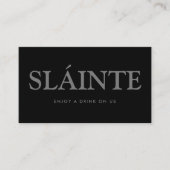 Fett Schriftart "Sláinte" Irish Gaelic Free Drinks Begleitkarte (Vorderseite)