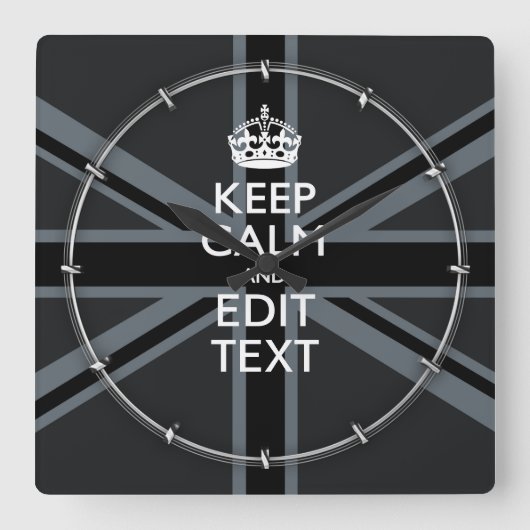 Fett Schwarz Behalte Ihre Textunionsbuchse beruhig Quadratische Wanduhr (Vorderseite)