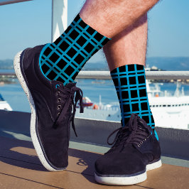 Fett Schwarz & Blau Modernes Prüfmuster Unisex Socken