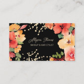 Fett schwarz geblümte Goldmakeup Haar Logo qr Code Visitenkarte (Vorderseite)