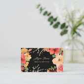 Fett schwarz geblümte Goldmakeup Haar Logo qr Code Visitenkarte (Stehend Vorderseite)