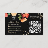 Fett schwarz geblümte Goldmakeup Haar Logo qr Code Visitenkarte (Rückseite)