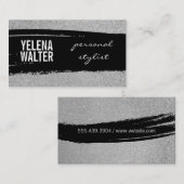 Fett / Schwarz gebürsteter Glitzer / (silber) Visitenkarte (Vorne/Hinten)