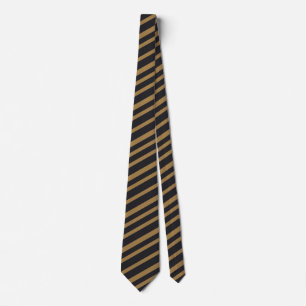 Fett Schwarz & Gold Diagonale Streifen Krawatte