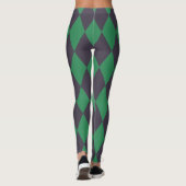 Fett Schwarz-Grün-Harlequin-Karo-Muster Leggings (Rückseite)