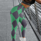 Fett Schwarz-Grün-Harlequin-Karo-Muster Leggings