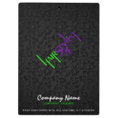 Fett Schwarz Grün und Lila Haarstil Klemmbrett (Rückseite)