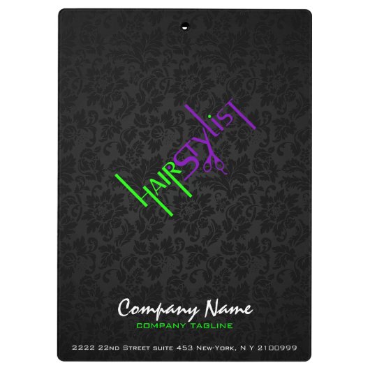 Fett Schwarz Grün und Lila Haarstil Klemmbrett (Rückseite)