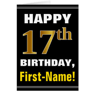 Fett, schwarz, Imitate Gold 17. Geburtstag mit Nam