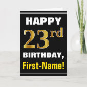 Fett, schwarz, Imitate Gold 23. Geburtstag mit Nam Karte (Vorderseite)