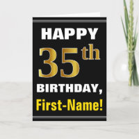 Fett, schwarz, Imitate Gold 35. Geburtstag mit Nam