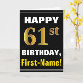Fett, schwarz, Imitate Gold 61. Geburtstag mit Nam Karte (Gelbe Blume)