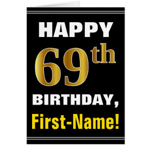 Fett, schwarz, Imitate Gold 69. Geburtstag mit Nam