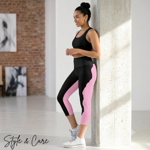 Fett Schwarz mit sanftem Rosa einzigartiger Stil Capri Leggings
