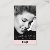 Fett Schwarz-Pink Social Media-Foto Visitenkarte (Vorderseite)
