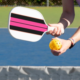Fett Schwarz Rosa Racing Streifen Weiß Hintergrund Pickleball Schläger